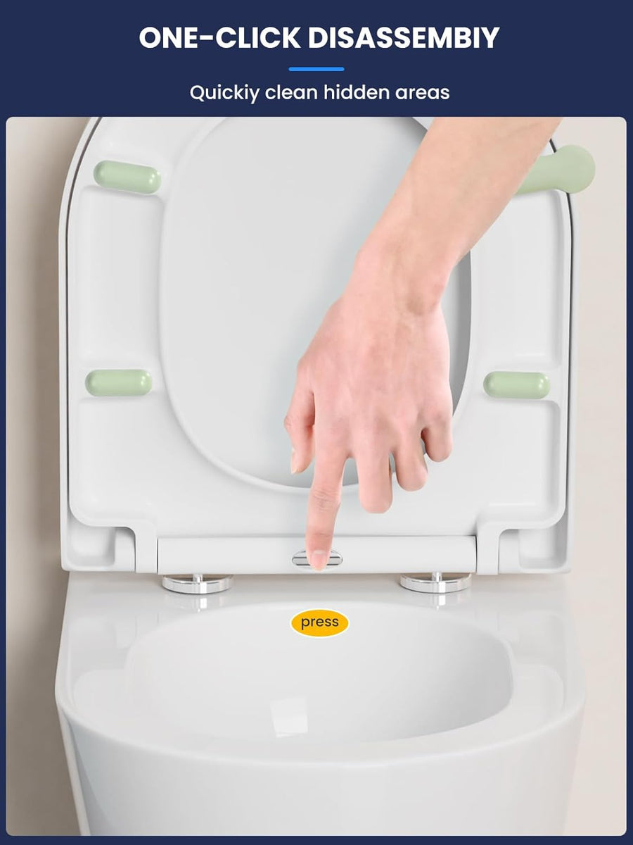 Abattant WC Forme D Cuvette Toilette avec Frein de Chute, Lunette WC avec Fermeture en Douceur, Lunette de Toilette Blanche Universelle,42,5x36,3x4,9CM