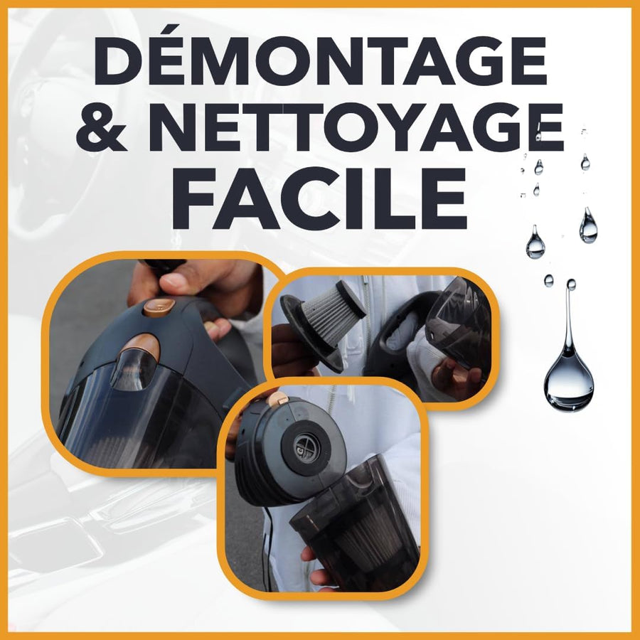 Aspirateur Voiture Puissant 6500 de pa, sans Batterie, Utilisation illimitée, aspirateur à Main léger,Mini. aspirateur avec câble d'alimentation pour Nettoyer Toute la Voiture