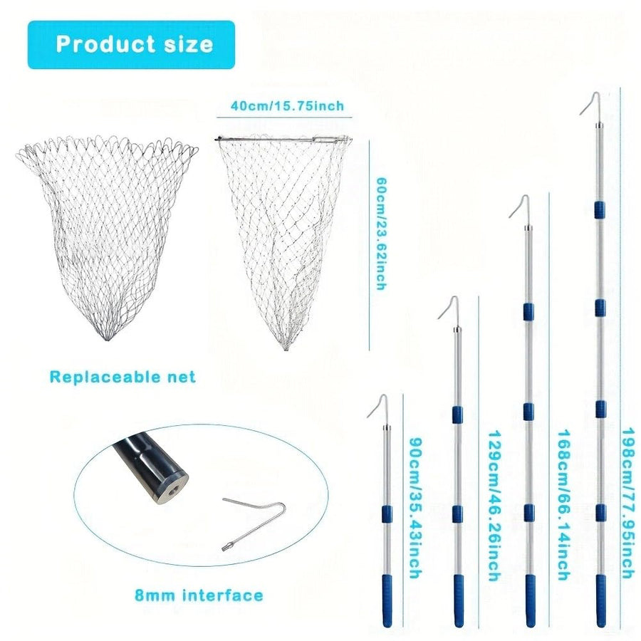 Crochet de jambe réglable de 90 à 180 cm - Avec filet interchangeable - Dispositif de capture de volaille pour la pêche des canetons, oies, oiseaux, chauves-souris