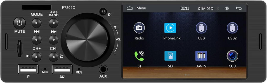 Autoradio Carplay 1 Din avec Android Auto iOS/Android Mirror Link 4 Pouces Écran Tactile Autoradio avec Bluetooth FM/RDS Radio USB/AUX/EQ/DVR Commande au Volant Caméra de Recul