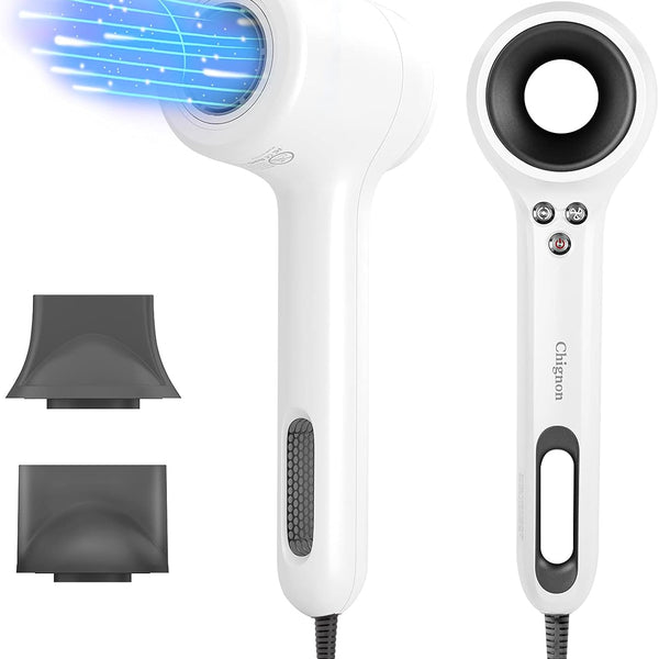 Seche Cheveux Ionique Puissant 1500W Leger Sechage Rapide Silencieux Sans Pales BLANC