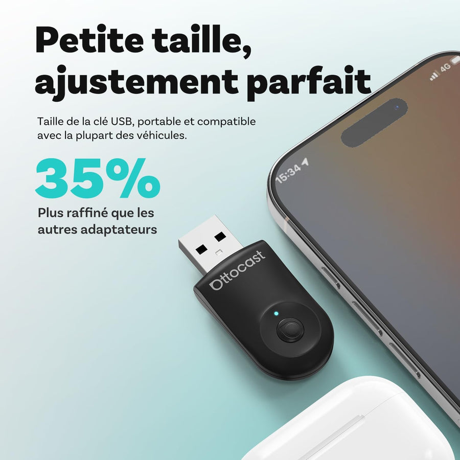 Adaptateur sans Fil Android Auto et Carplay Brancher et à Jouer WiFi 5,8 GHz, Conversion Filaire en Dongle Carplay sans Fil Voitures Compatibles avec AA Filaire et CP