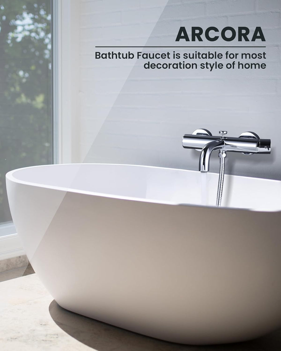 Robinet de baignoire avec douchette, thermostat en cuivre, mitigeur M24 à économie d'eau avec tuyau de douche de 150 cm