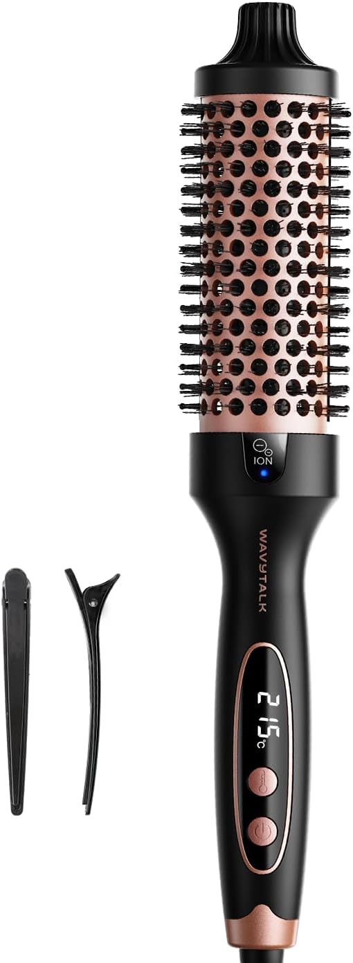 Brosse Chauffante, Blowout Boost Ionic Thermal Brush, Pour Des Cheveux Plus Lisses, 5 Réglages de Température, Moins Endommagé, Baril de 38 mm