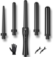 Fer à Friser 5en1 Température Réglable 180°C-210°C Chauffage Rapide Fer à Friser Professionnel Multifonction NOIR