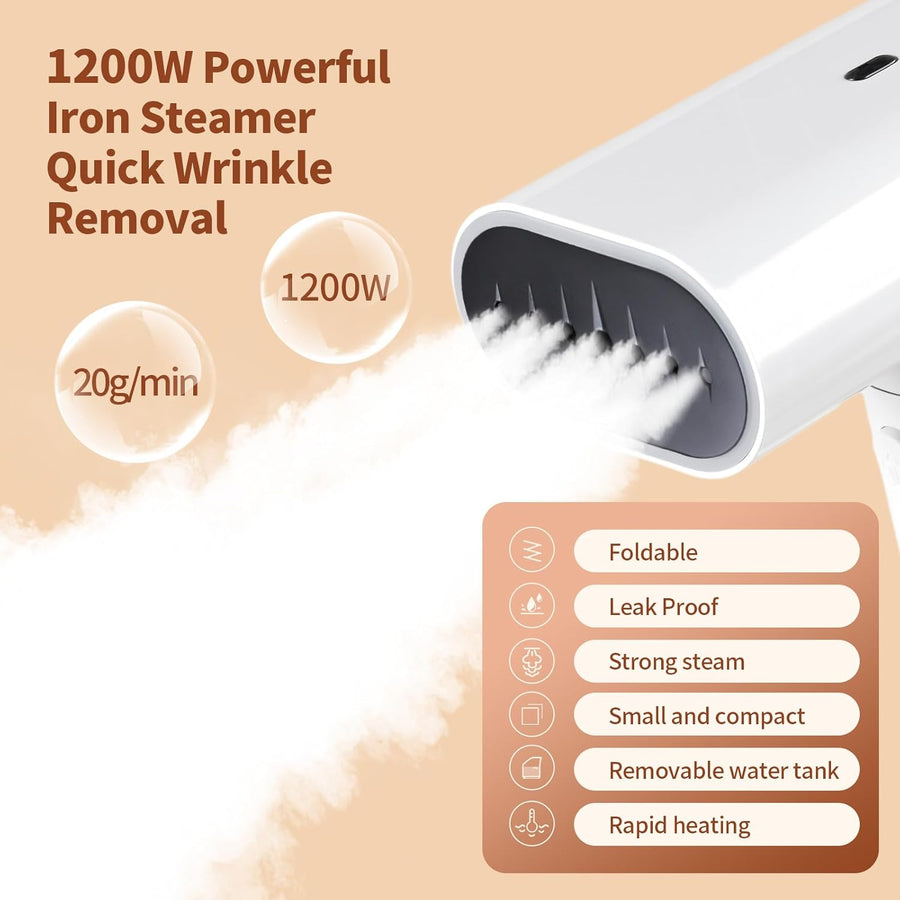 Défroisseur Vapeur 2 Niveaux Chauffe en 20 Secondes 1200W Capacité 200ML convient a tous les tissus