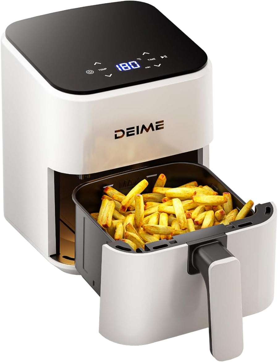 Air Fryer 2.5L Friteuse à Air Chaud Cuisson, Réchauffage, Rôtissage Mini Compacte et Silencieuse, panier antiadhésif et lavable au lave-vaisselle