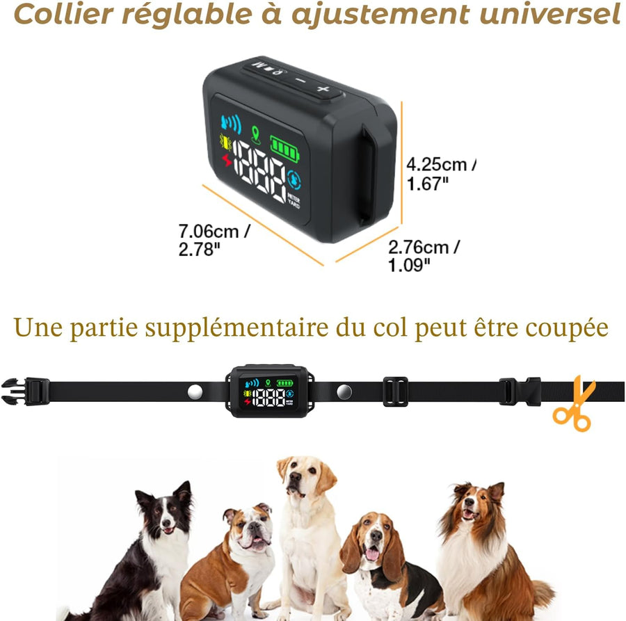 Clôture électrique sans Fil GPS pour Chien, clôture Intelligente de 4e génération, portée de 33 à 1999 m, système Anti-Fugue contrôlé par IA, étanchéité IPX7, clôture électrique pour Chien