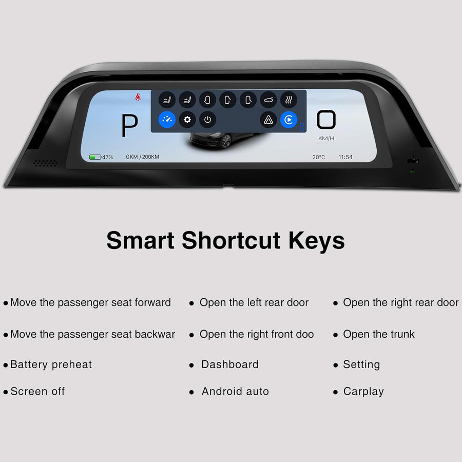 Heads Up Dispaly for Tesla Model Y 2019-2024 & Model 3 2017-2023 9.66" Screen - Upgraded No AC Vent Block Design, Wireless CarPlay Android Auto, Blind Spot Alert