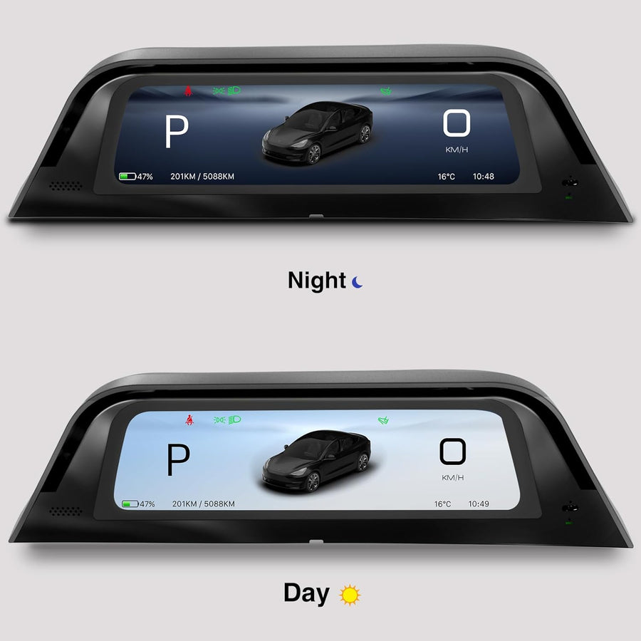 Heads Up Dispaly for Tesla Model Y 2019-2024 & Model 3 2017-2023 9.66" Screen - Upgraded No AC Vent Block Design, Wireless CarPlay Android Auto, Blind Spot Alert