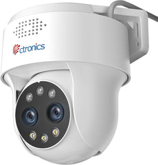 Caméra de Surveillance 4MP Double Objectif, Zoom Hybride 10×, Détection IA Personnes/Véhicules, Vision Nocturne Couleur & Infrarouge 30m, WiFi Double Bande, Étanche IP66, Accès à Distance