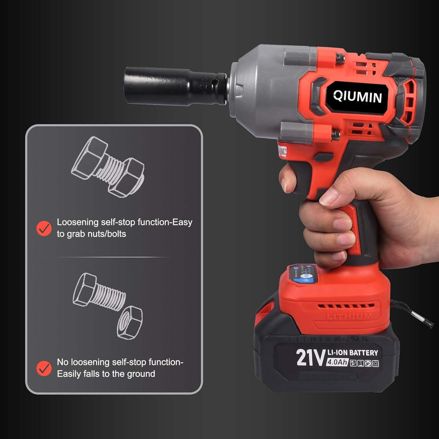 Visseuse à percussion sans fil 1000 Nm 21 V 1/2", avec 2 batteries de 4,0 Ah, chargeur rapide et 5 douilles (17/19/21/22/24 mm), pour voiture, atelier et bricolage