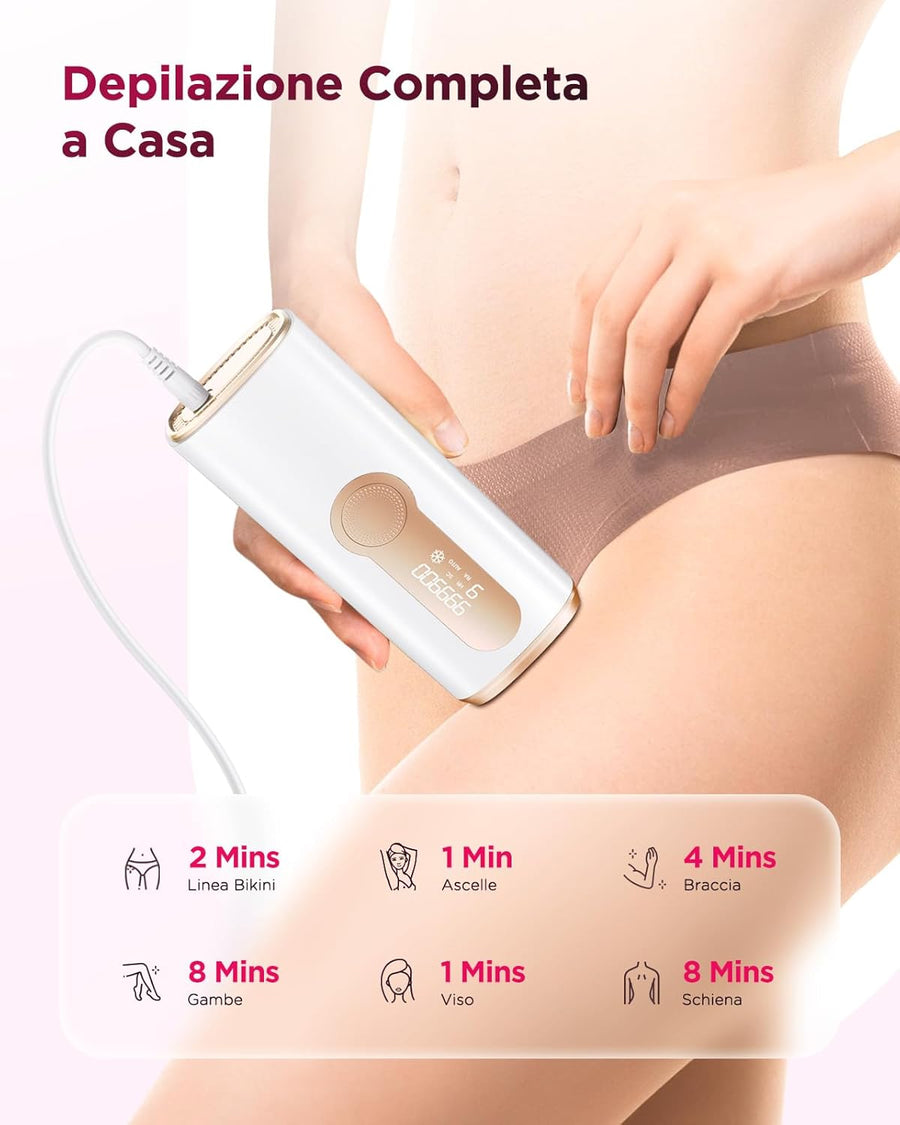 Epilateur Lumiere Pulsée IPL 9 Niveaux 2 Modes Epilation Definitive Corps Visage Aisselle Jambe Maillot
