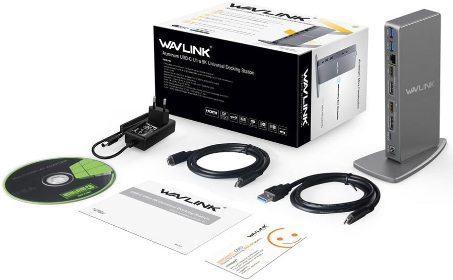 Station d'accueil Displaylink, Station d'accueil Universelle USB C avec 2 × HDMI & DP, Ethernet Gigabit, 6 × USB 3.0, Audio, Microphone, Compatible avec Mac OS et Windows