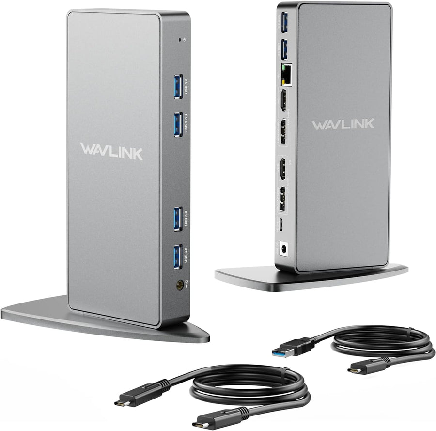 Station d'accueil Displaylink, Station d'accueil Universelle USB C avec 2 × HDMI & DP, Ethernet Gigabit, 6 × USB 3.0, Audio, Microphone, Compatible avec Mac OS et Windows
