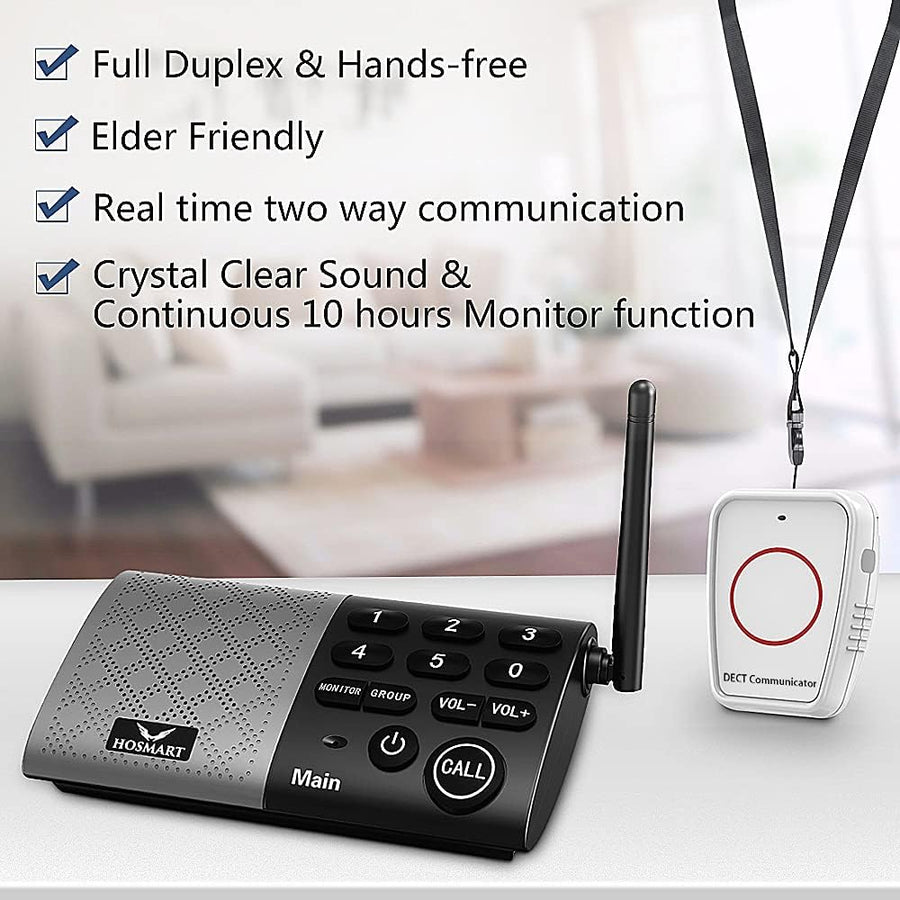 Interphone Sans Fil Audio Bidirectionnel Bouton Appel Soignant Pager Personne Agée