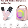 Machine Karaoké Portable Lumière LED Effets Changement de Voix avec 2 Microphones ROSE