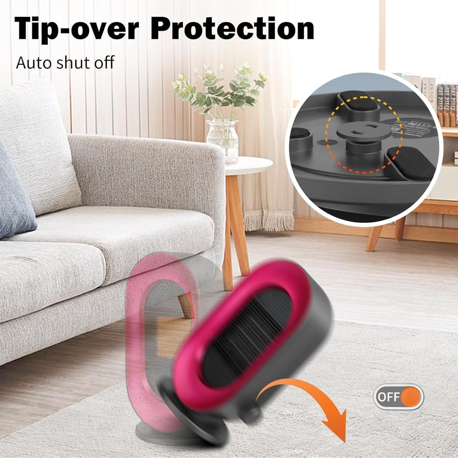 Mini Chauffage Soufflant 900W, Space Heater Electrique Avec 3 Modes, Protection Anti-surchauffe et Anti-basculement, Portable Chauffage d'appoint