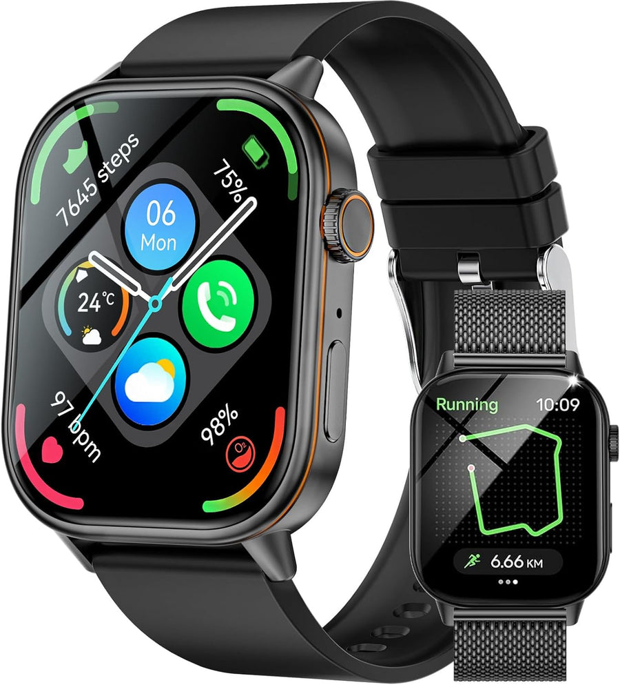 martwatch Hommes 2,01'' HD Montre Fitness avec GPS IP68 Montre Sport étanche 178+ Modes de Sport Moniteur Sommeil fréquence Cardiaque Tracker Fitness pour Android iOS