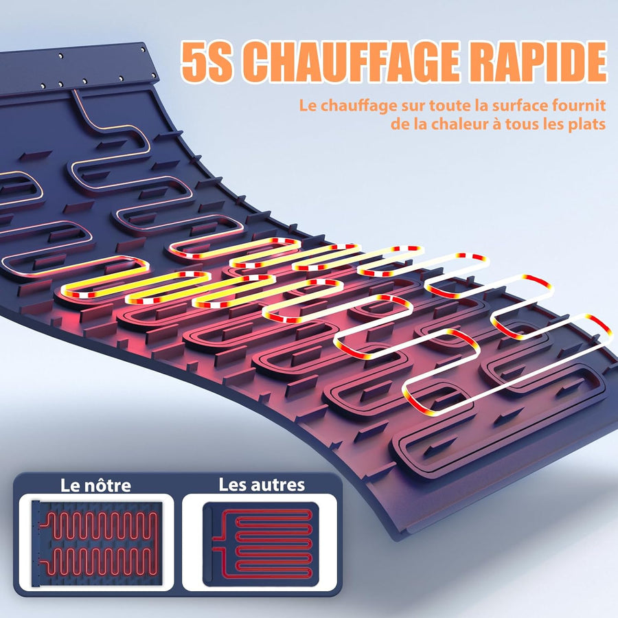 Tapis Chauffant Alimentaire 57x39 cm – Plateau Chauffant en Silicone avec 8 Niveaux de Température, Minuterie, Pliable pour Buffet, Fête, Pique-nique, Camping