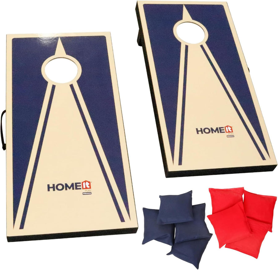 Cornhole Jeu d'extérieur Pliable avec 2 Planches et 8 Sacs de Lancer (Rouge et Bleu) Facile à Transporter, idéal pour Le Jardin, la Plage et Le Camping