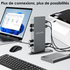 Station d'accueil Displaylink, Station d'accueil Universelle USB C avec 2 × HDMI & DP, Ethernet Gigabit, 6 × USB 3.0, Audio, Microphone, Compatible avec Mac OS et Windows