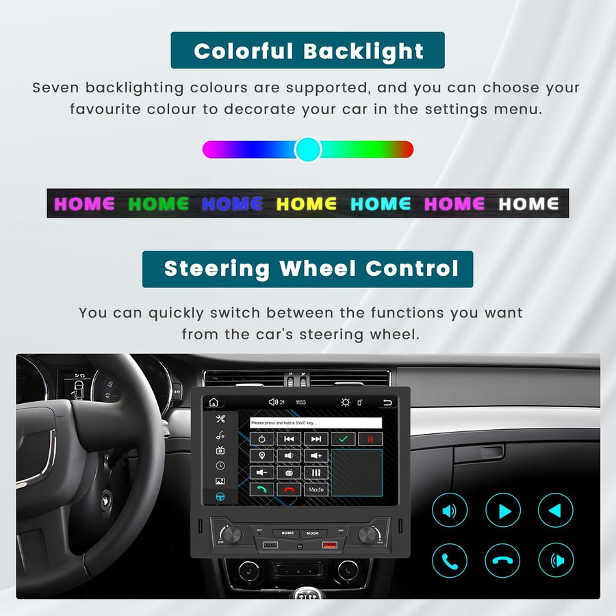 Autoradio 1 Din CarPlay avec Écran Tactile de 8 Pouces, Radio 1DIN avec Carplay Android Auto sans Fil FM AM Dual-USB SWC Mirror Link avec Caméra de Recul + MIC