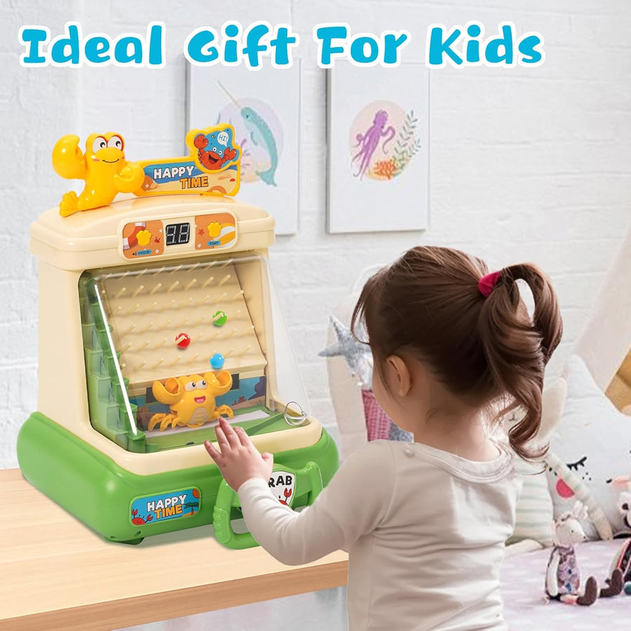 Jeu éducative pour Enfants Flipper Crabe,Nouvelle Machine de Jeu d'arcade Jeux de Flipper de Table d'arcade Son et lumière réglables,Pieds de Table Amovibles,Pinces pour 3-12 Ans