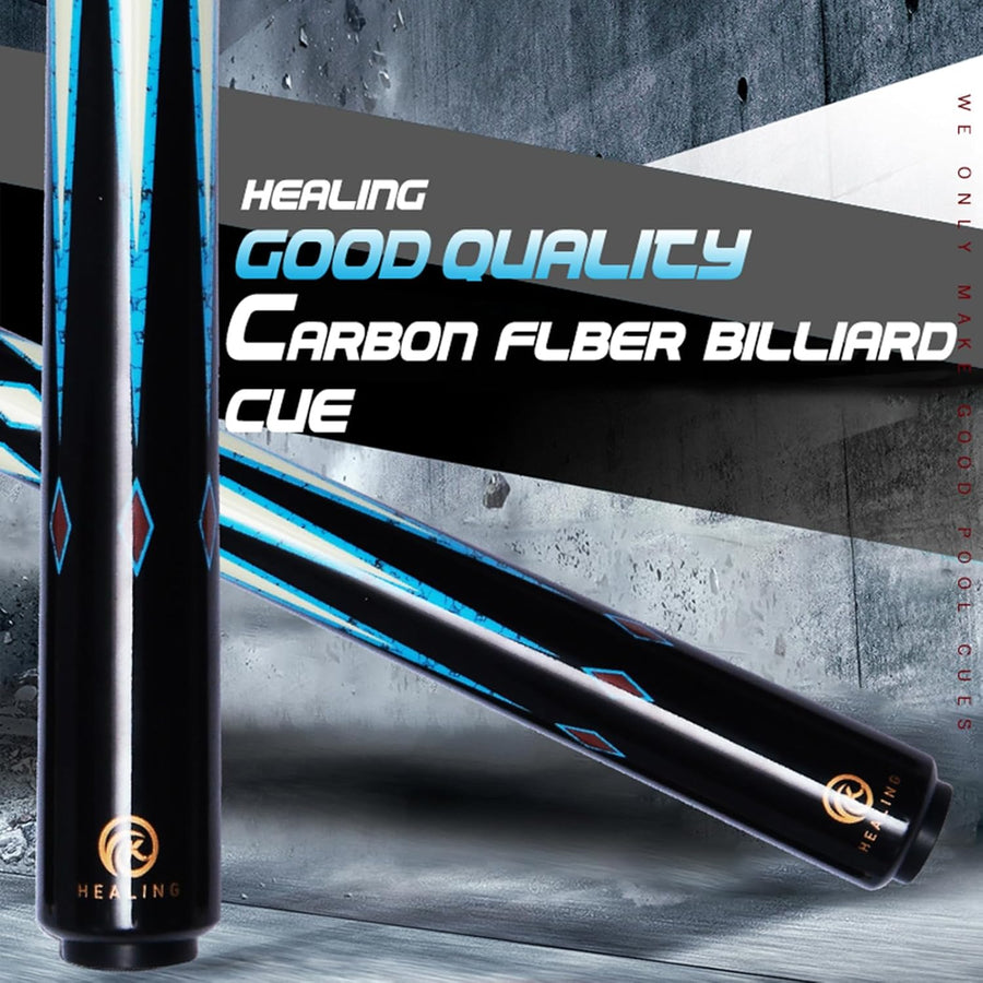 Queue de Billard Professionnel en Fibre de Carbone 145 cm, tête de 10,5 mm, 3/4 de Petite tête