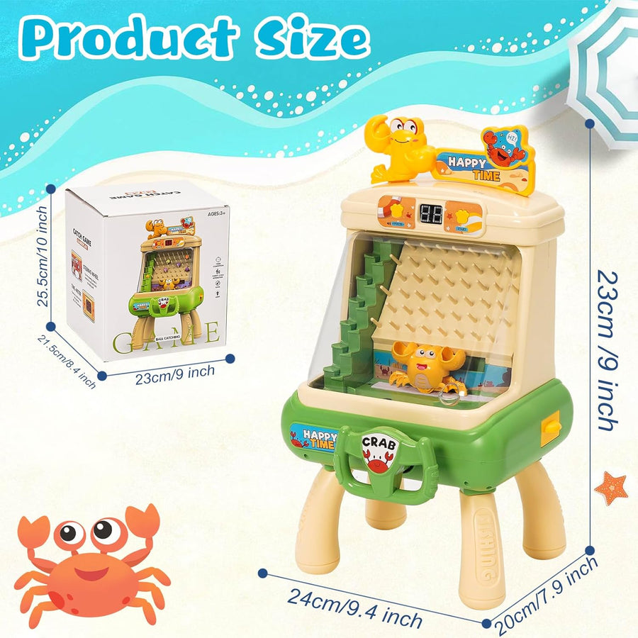 Jeu éducative pour Enfants Flipper Crabe,Nouvelle Machine de Jeu d'arcade Jeux de Flipper de Table d'arcade Son et lumière réglables,Pieds de Table Amovibles,Pinces pour 3-12 Ans
