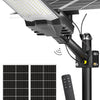 Lampadaire Solaire Exterieur, lumière solaire extérieure Crépuscule à l'Aube IP68 éclairage 6500K inondé LED étanche Projecteur Solaire Puissant pour Rue, Garage, Parking
