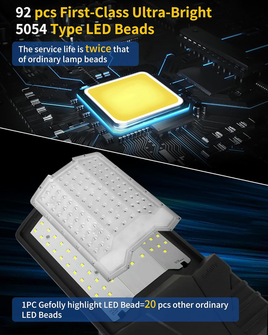 Lampadaire Solaire Exterieur, lumière solaire extérieure Crépuscule à l'Aube IP68 éclairage 6500K inondé LED étanche Projecteur Solaire Puissant pour Rue, Garage, Parking
