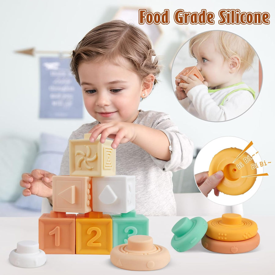 Set Instruments de Musique pour Enfants Jouets Montessori à Empiler pour Tout-Petits, Instrument de Percussion Jouet Musical en Bois