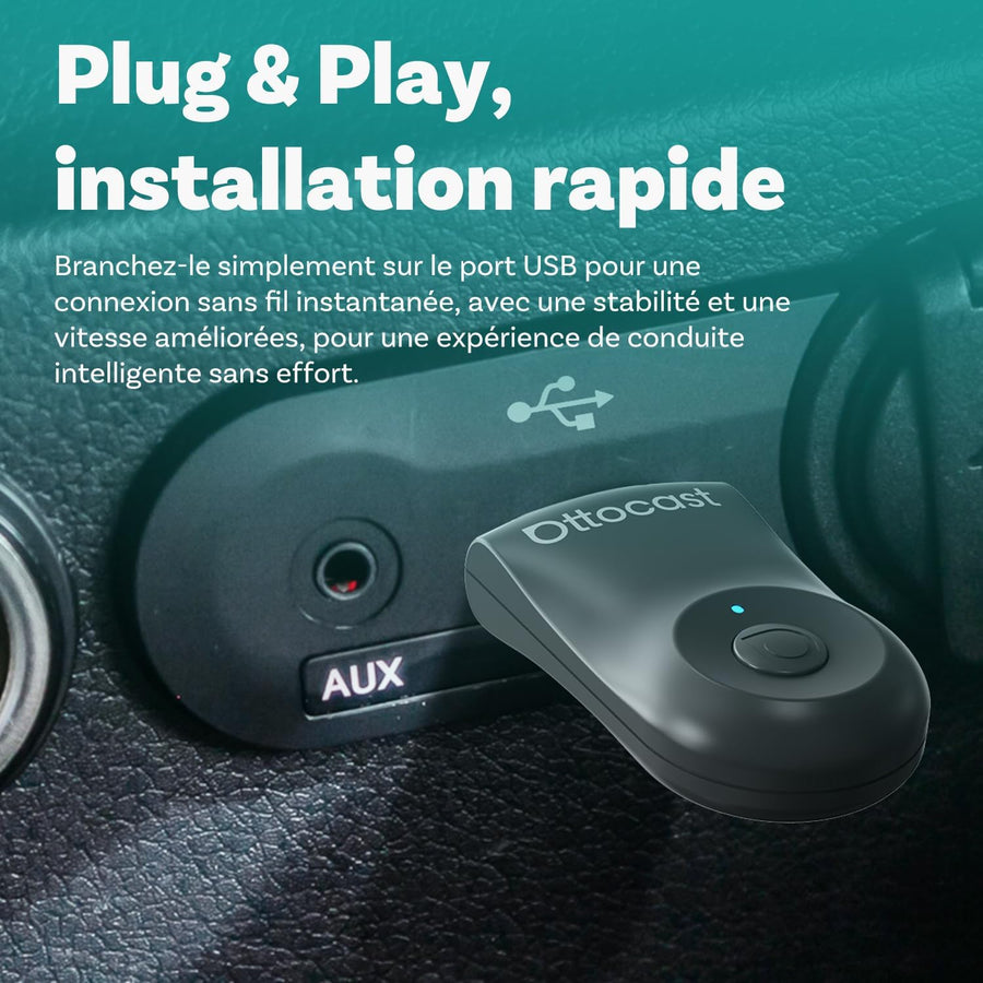 Adaptateur sans Fil Android Auto et Carplay Brancher et à Jouer WiFi 5,8 GHz, Conversion Filaire en Dongle Carplay sans Fil Voitures Compatibles avec AA Filaire et CP