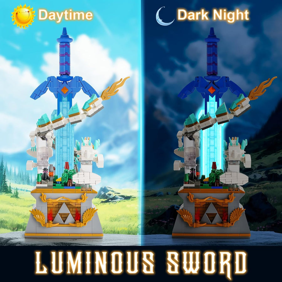 Master Sword avec Dragon, Jouets de Construction Link Épée, Micro Maquette Château d'Hyrule, Cadeaux d'anniversaire pour Garçons Filles 8-12 Ans (677pcs)