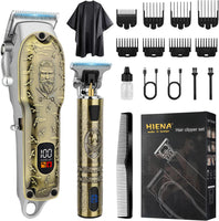 Kit tondeuse à cheveux et tondeuse à barbe, rechargeable par USB, avec 8 peignes guides et écran LED