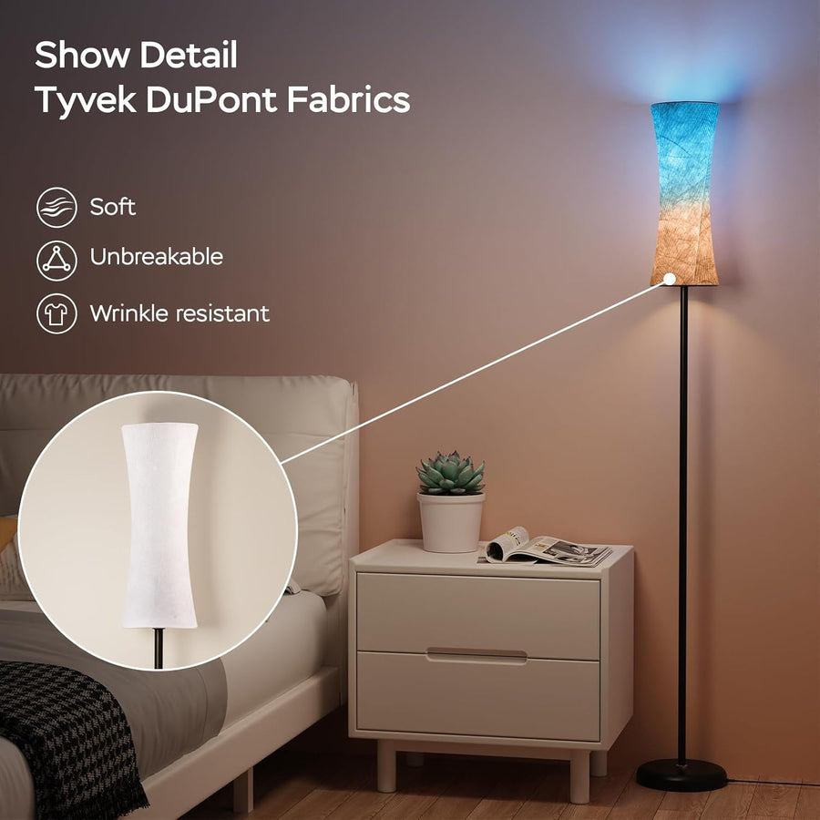 Lampadaire Sur Pied Salon avec Télécommande, Bluetooth APP Contrôle, Lampadaire Dimmbable Modern, L'abat-jour en tissu, Lumière Ambiante pour Fête, Gaming Room Chambre