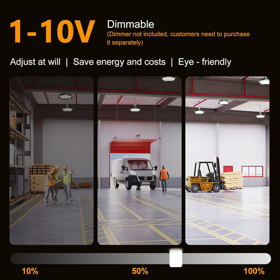 UFO 100W Éclairage LED Garage Projecteur 17000LM Réglable 60W/80W/100W LED High Bay Lampe IP65 Étanche Plafond 120° pour Garage Atelier Entrepôt