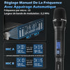 Micro sans Fil UHF, Set de 2 Microphones à Main Dynamiques en Métal, Auto Scan, Portée 120 m, Récepteur Double Canal, Idéal pour Chant, Karaoke, Fête, DJ, Église – K120 NOIR