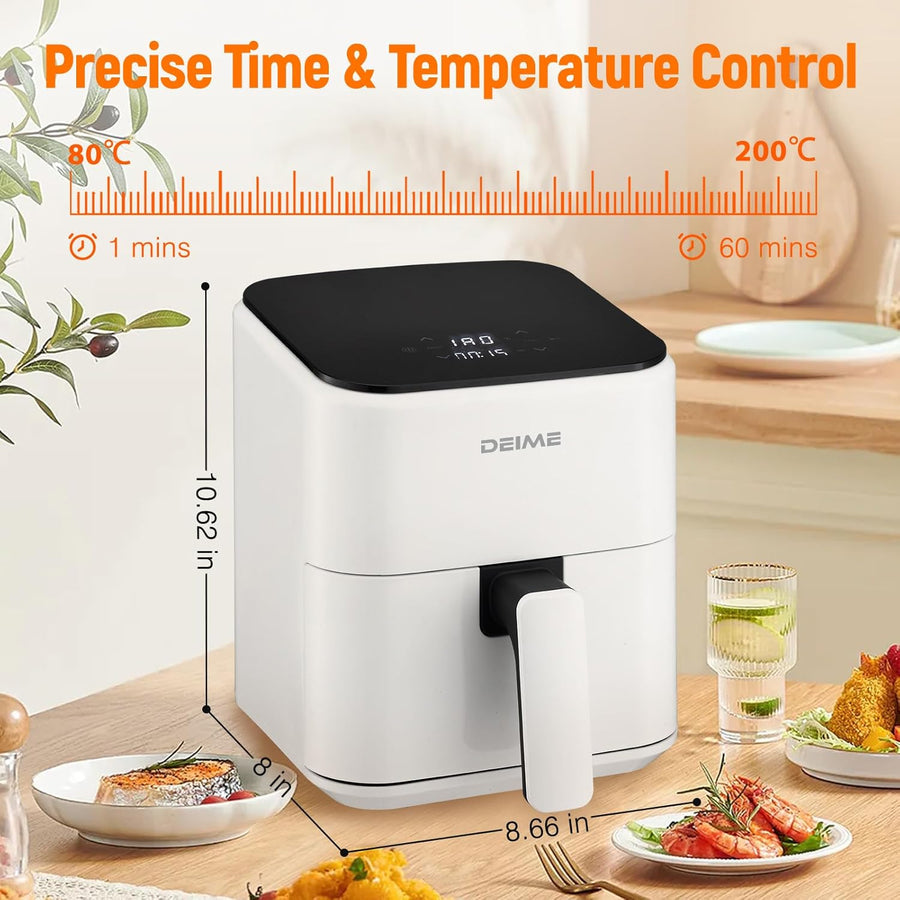 Air Fryer 2.5L Friteuse à Air Chaud Cuisson, Réchauffage, Rôtissage Mini Compacte et Silencieuse, panier antiadhésif et lavable au lave-vaisselle