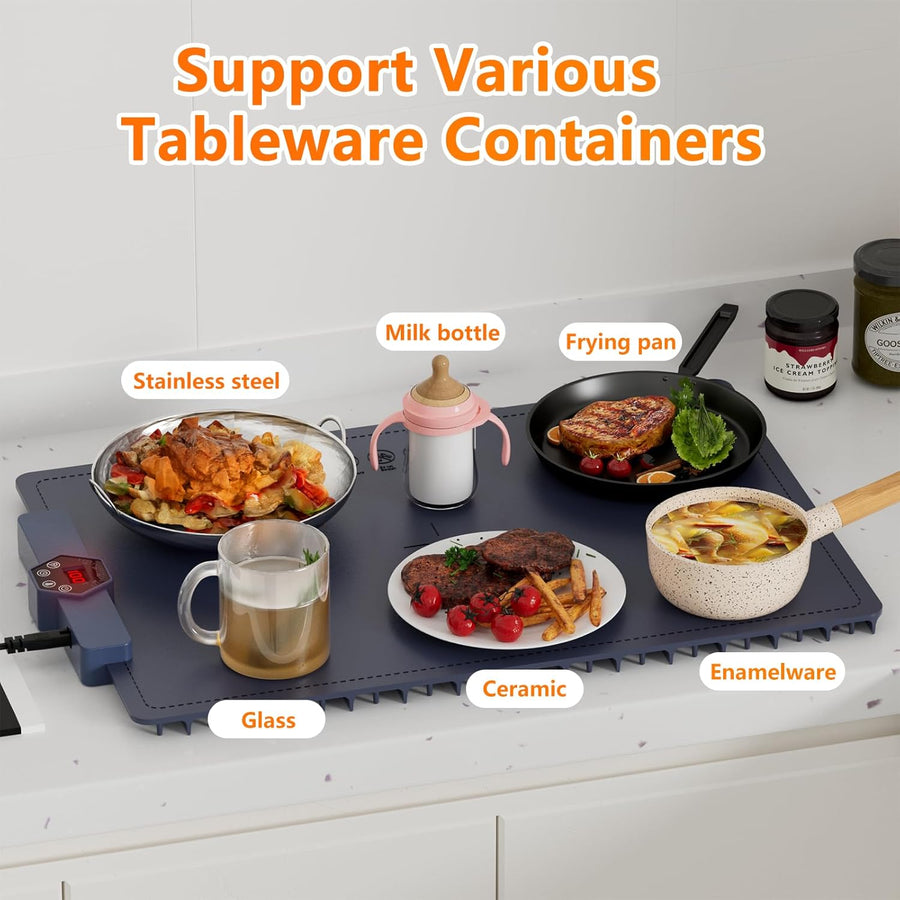 Plaque Chauffante Électrique Silicone Pliable Flexible avec 5 Température Réglable et Minuteur