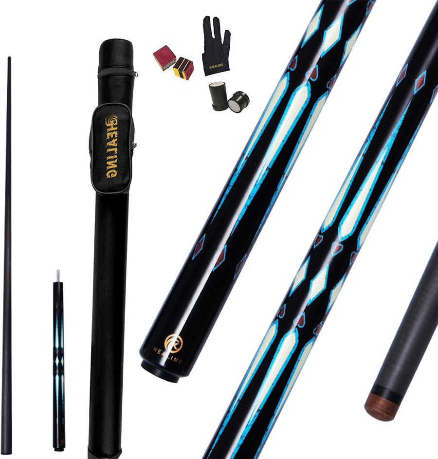 Queue de Billard Professionnel en Fibre de Carbone 145 cm, tête de 10,5 mm, 3/4 de Petite tête