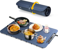 Chauffe Plat Electrique, Plaque Chauffante Pliable Flexible Plateau Chauffant Électrique Température Ajustable BLEU