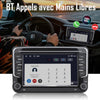 Autoradio 2DIN, 7" Radio Voiture pour VW Golf, Passat, Seat, Touran, Skoda, CarPlay & Android Auto, Commandes au Volant, Écran Tactile & Boutons Physiques, EQ, FM, GPS Navigation, MirrorLink