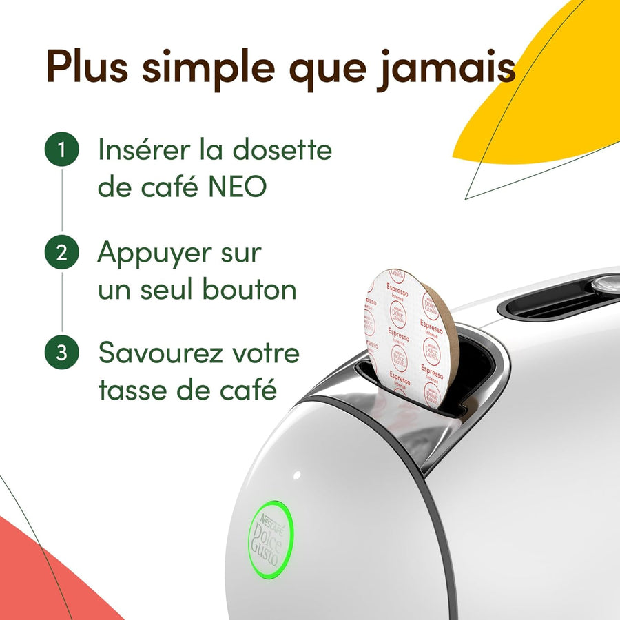 NESCAFÉ DOLCE GUSTO NEO CAFFE - Machine À Café KRUPS pour Dosettes Compostables - Technologie Brevetée SmartBrew 3-En-1 - Cafetière Connectée