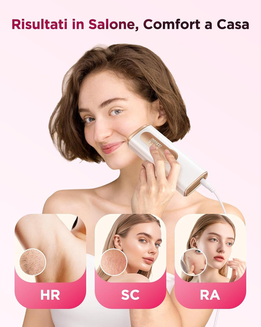 Epilateur Lumiere Pulsée IPL 9 Niveaux 2 Modes Epilation Definitive Corps Visage Aisselle Jambe Maillot
