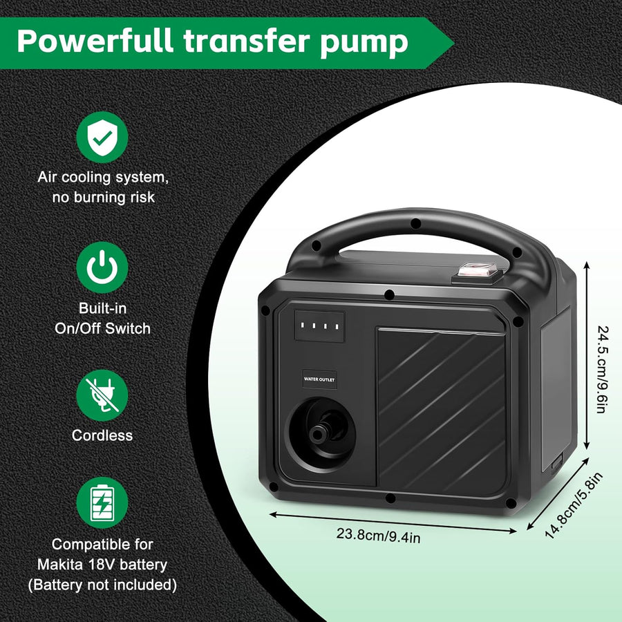 Pompe auto-amorçante portable pour Makita 18 V batterie, (outil uniquement, pas de batterie), avec tuyau de sortie d'eau de 15 mètres, pistolet à eau haute pression
