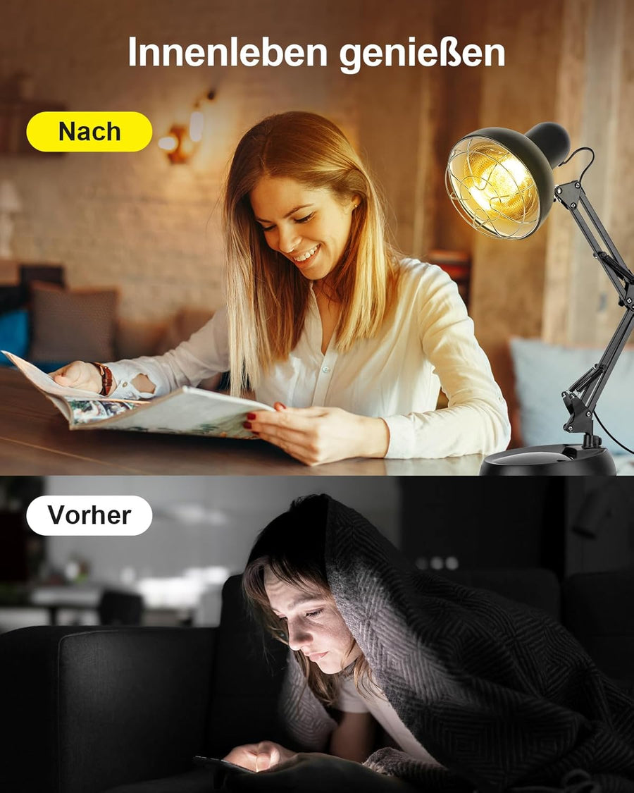 lampe Chauffante Non Rayonnante 150W Physiothérapie Emotionnelle SAD Température Réglable avec Minuterie