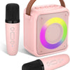 Machine Karaoké Portable Lumière LED Effets Changement de Voix avec 2 Microphones ROSE