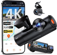 N4 Pro S 3 STARVIS 2 Dashcam Voiture 4K+ 1080P+ 1440P WiFi 5G WiFi PlatePix™ Caméra embarquée Infrarouge GPS 360°HDR Mode Parking Tampon,Commande Vocale en français, LTE Optionel, Max 1To